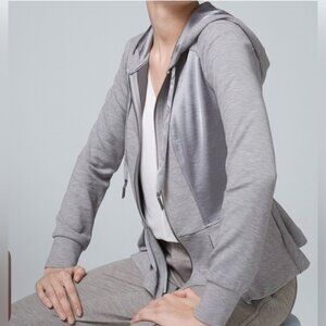 WHBM WKND Women's Peplum Full Zip Side Pockets Drawstring Hoodie Jacket NWOT